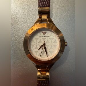 Emporio Armani Gold-Tone Watch with White Dial